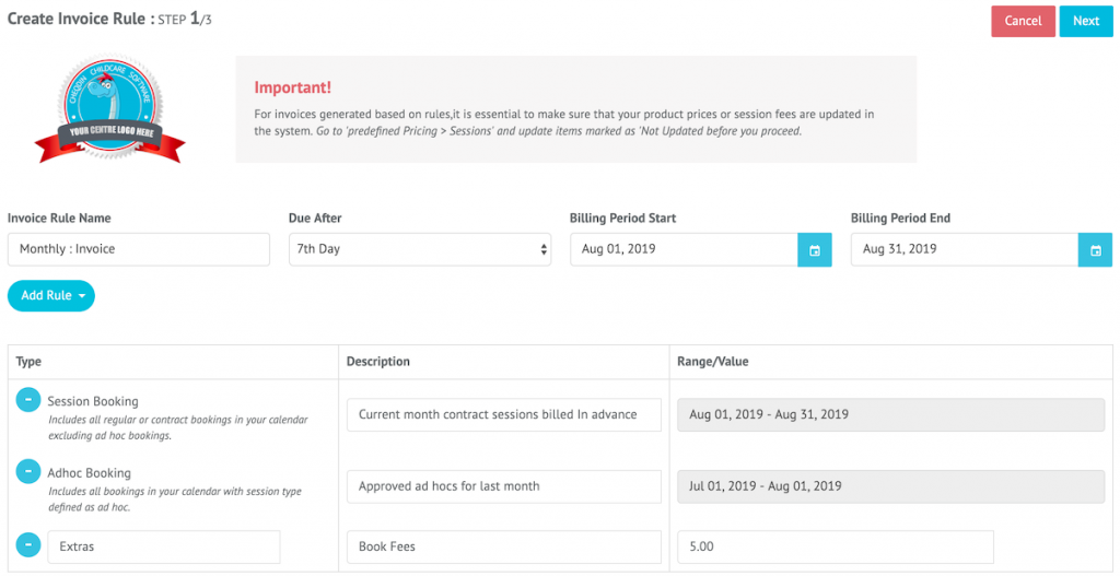 Automated invoice creation with Cheqdin