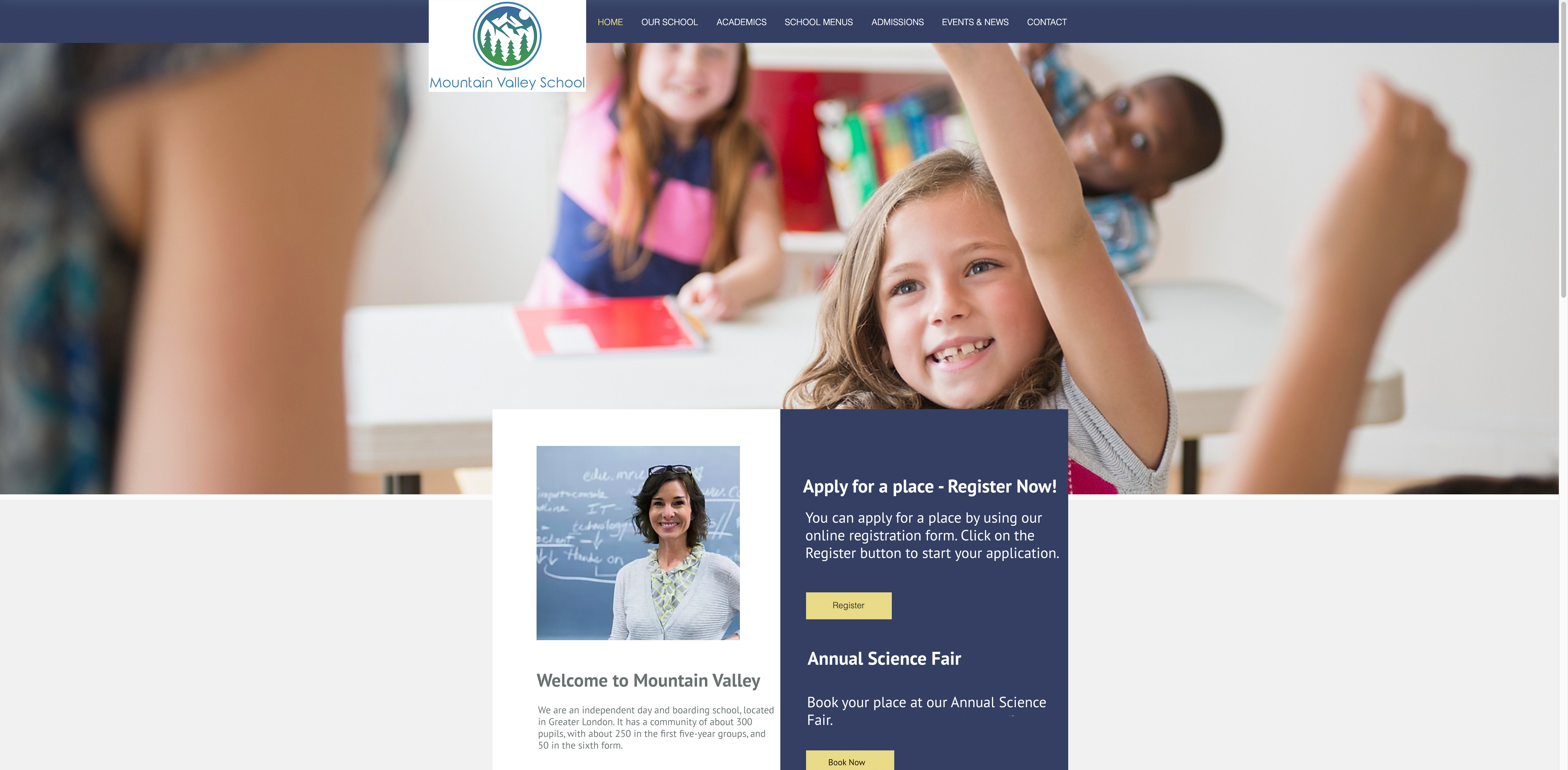 Online Registrations for School Website
